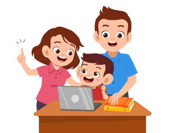 Parent help teach kid illustration — Stock Vector