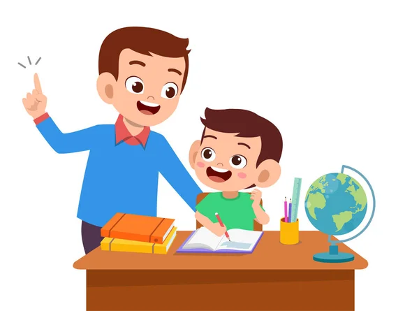 Parent help teach kid illustration — Stock Vector