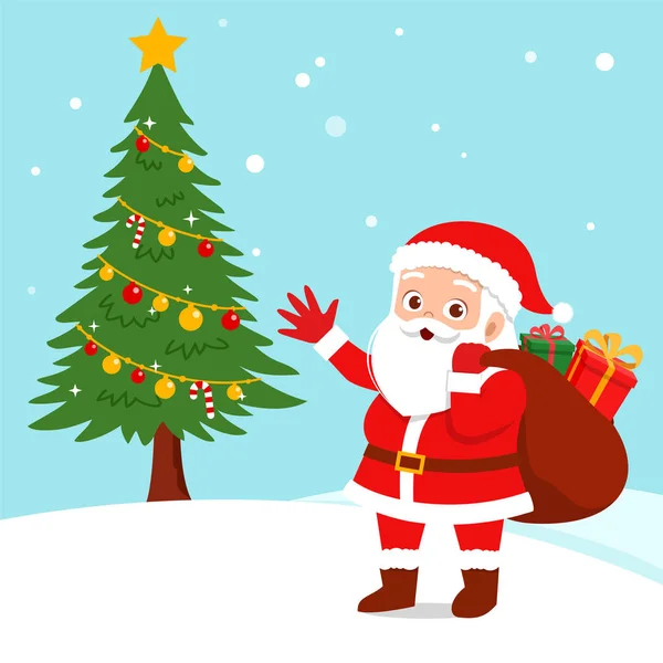 Happy Santa klauzula Christmas prezent — Wektor stockowy