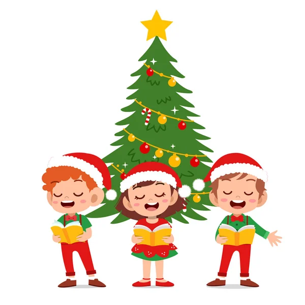 Felice Natale bambini cantare musical — Vettoriale Stock