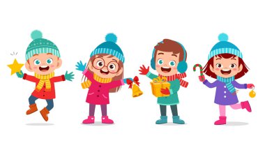 mutlu çocuklar ifade gülümseme noel seti