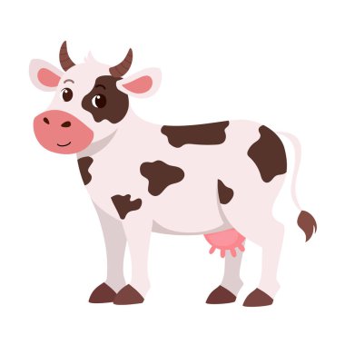 sevimli mutlu sığır ahır gülümseme hayvan vektör