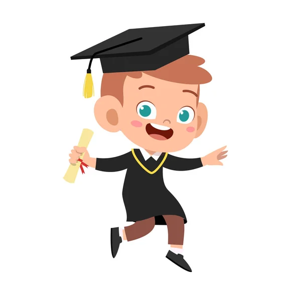 Happy cute kid jump graduation vector design — Stock Vector