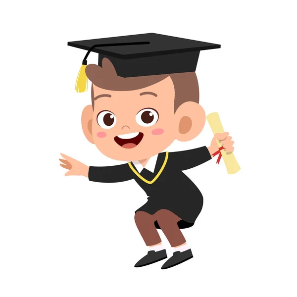 Χαρούμενο χαριτωμένο παιδί άλμα αποφοίτηση διάνυσμα σχεδιασμού — Διανυσματικό Αρχείο
