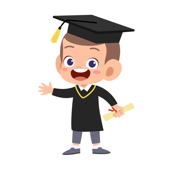 Happy cute kid jump graduation vector design — Stock Vector