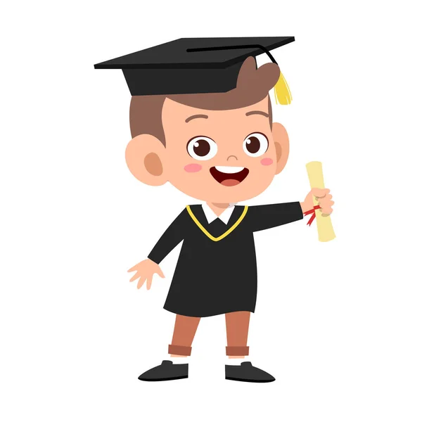 Feliz lindo niño salto de graduación vector de diseño — Vector de stock