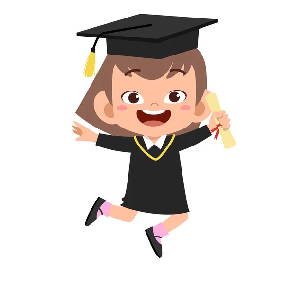 Happy cute kid jump graduation vector design — Stock Vector