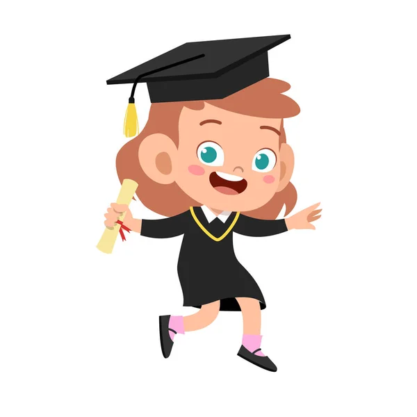 Happy cute kid jump graduation vector design — Stock Vector