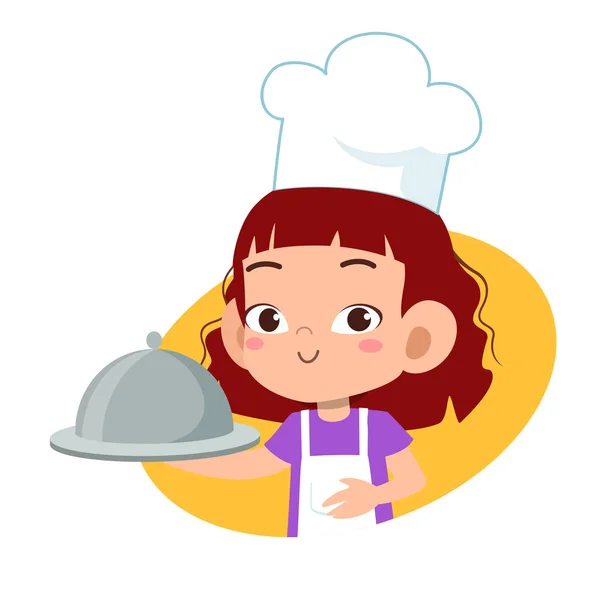 Heureux cuisinier mignon enfant chef dans la cuisine — Image vectorielle