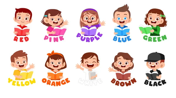 Glückliches nettes Kind tragen viele Farbgestaltung — Stockvektor