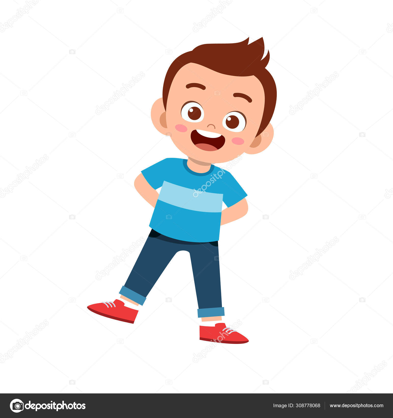 Image vectorielle Mignon enfant adolescent garçon montrer visage