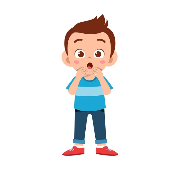 Cute kid teen boy show facial expression — Stock Vector