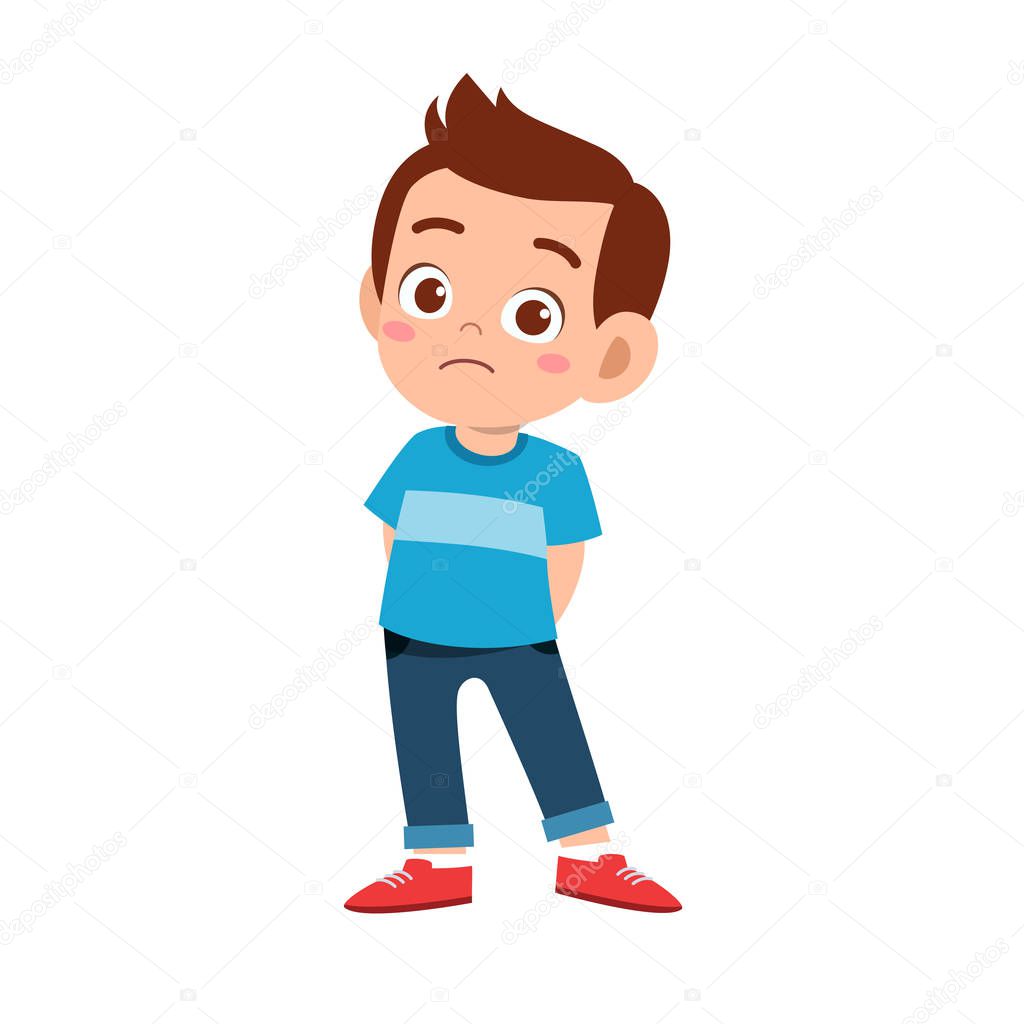 Cute kid teen boy show facial expression