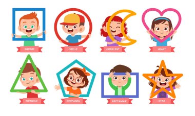 sevimli çocuklar temel şekil matematik dersi öğrenmek