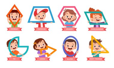 sevimli çocuklar temel şekil matematik dersi öğrenmek