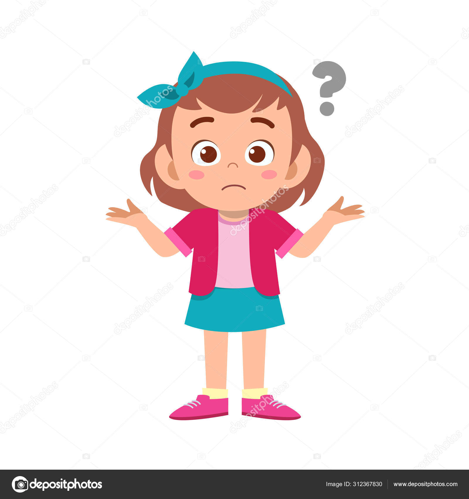Cute kid teen girl show facial expression Stock Vector Image by  ©colorfuelstudio #312367830
