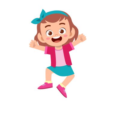 cute kid teen girl show facial expression clipart