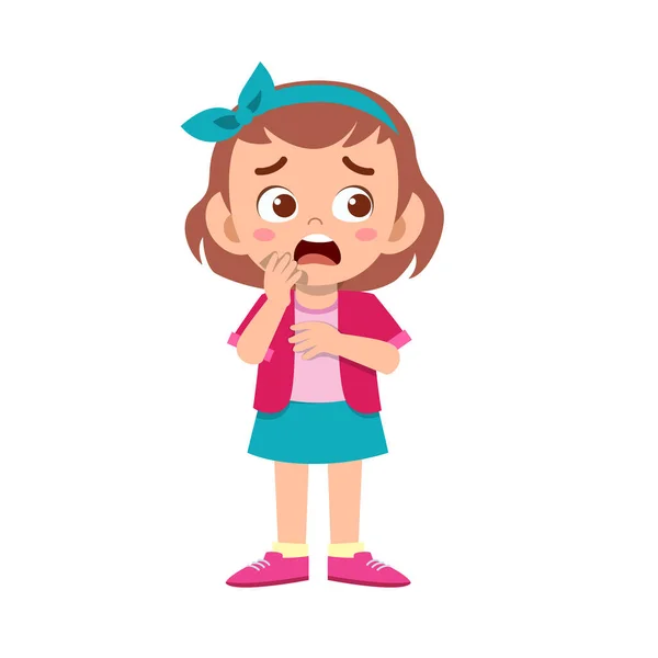 Cute kid teen girl show facial expression — Stock Vector