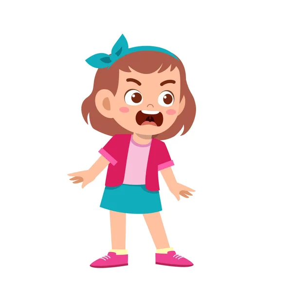 Cute kid teen girl show facial expression — Stock Vector