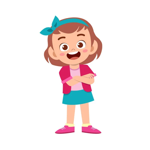 Cute kid teen girl show facial expression — Stock Vector