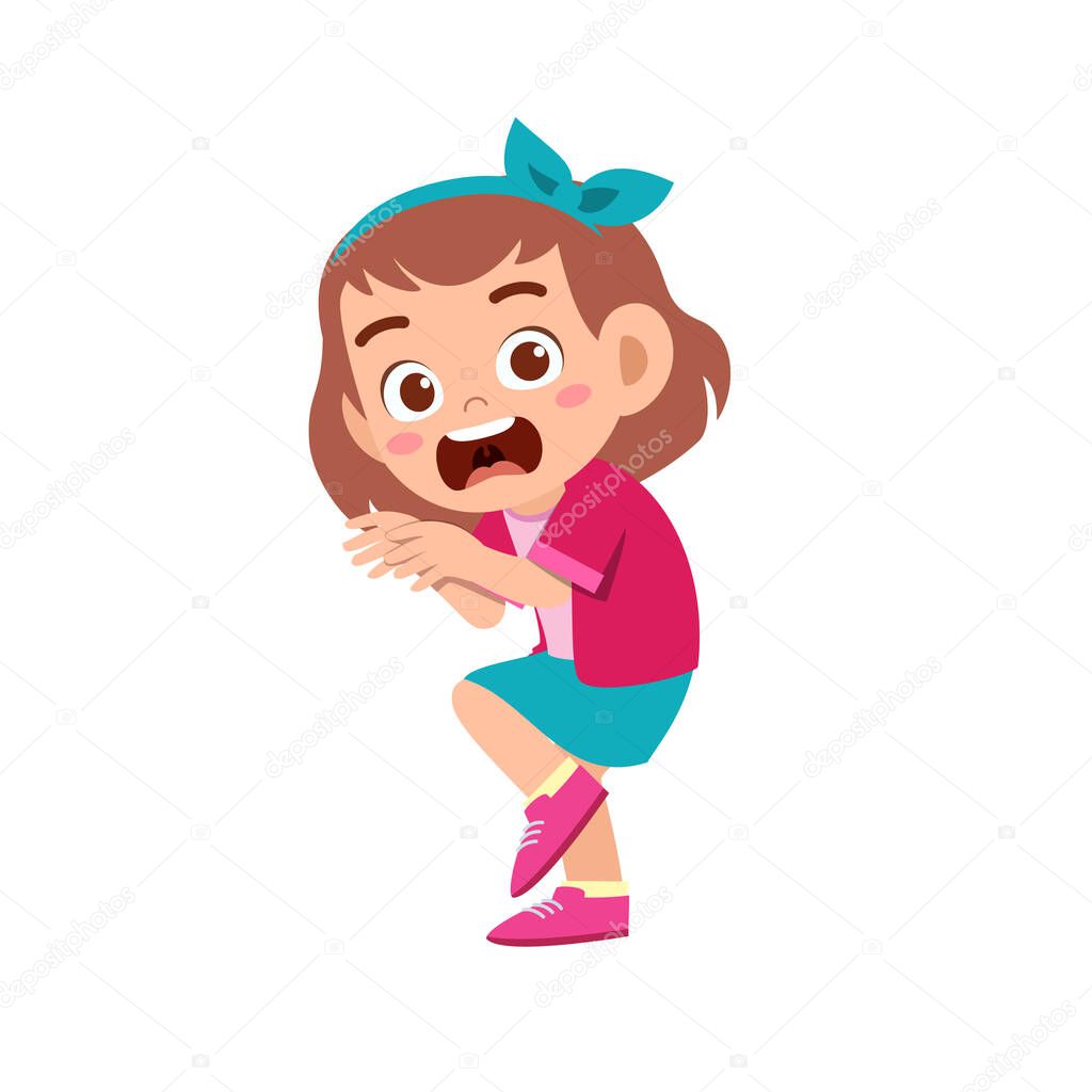 Cute kid teen girl show facial expression