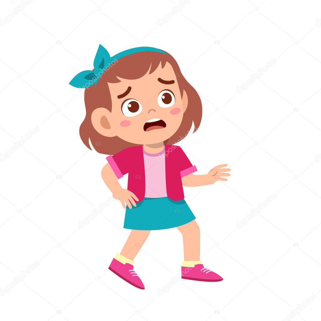Cute kid teen girl show facial expression