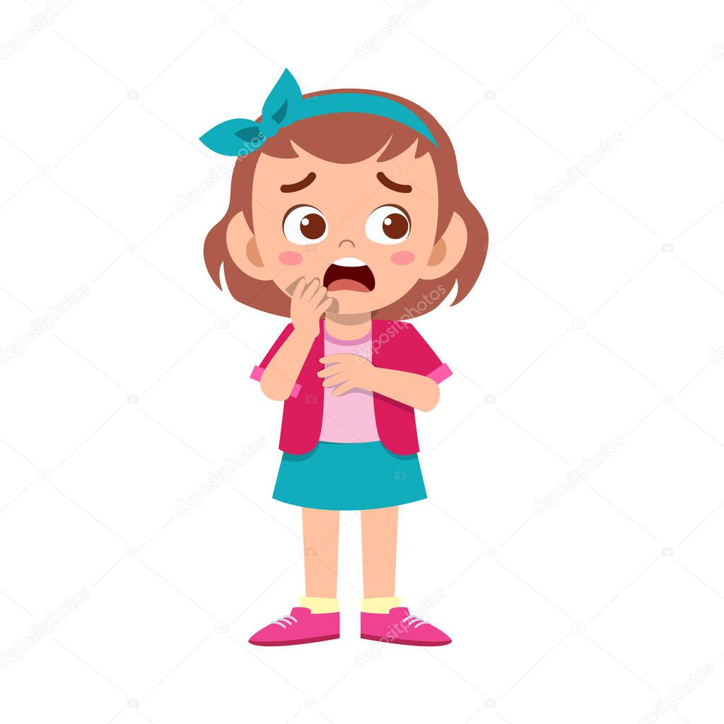 Cute kid teen girl show facial expression