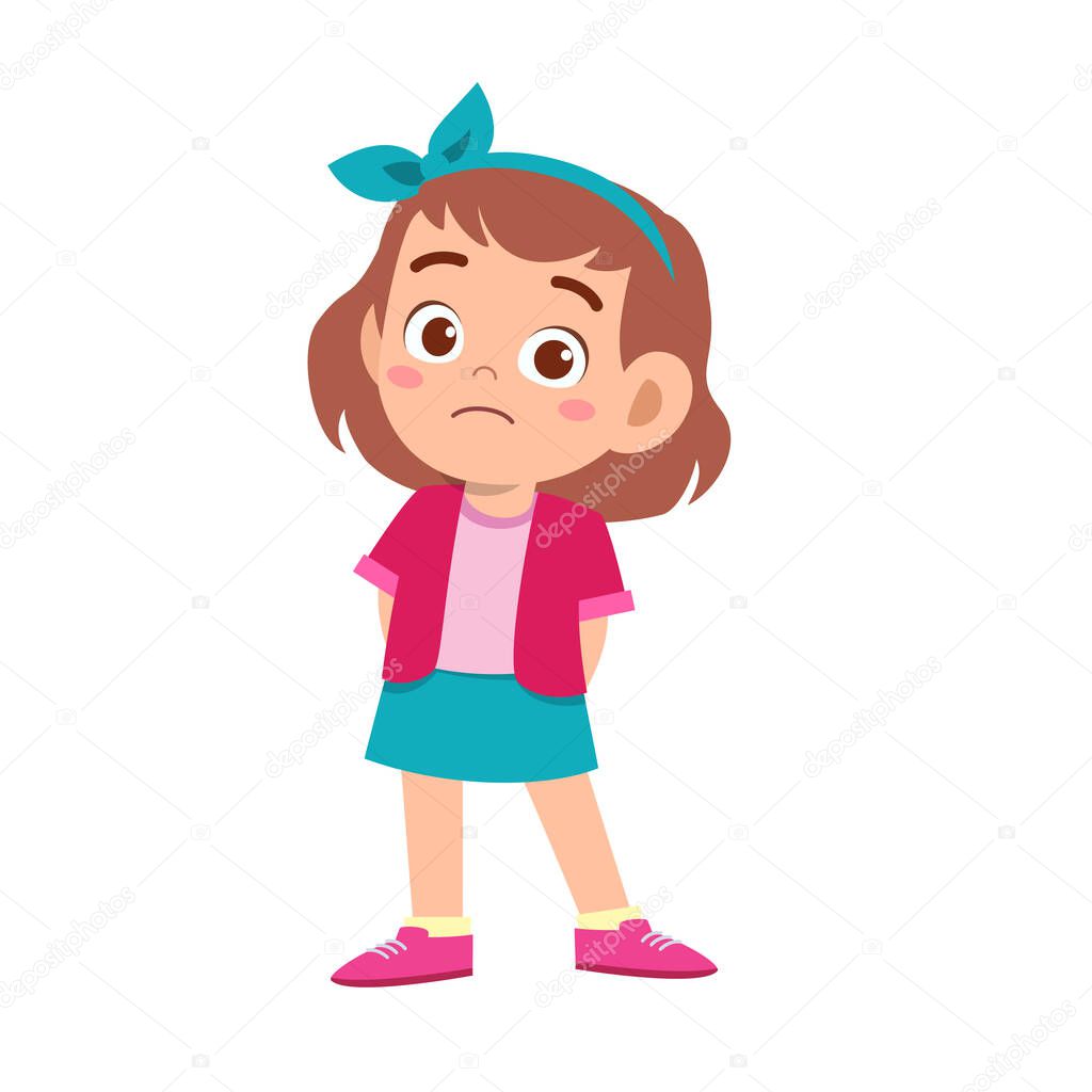 Cute kid teen girl show facial expression