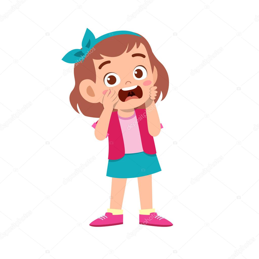 Cute kid teen girl show facial expression