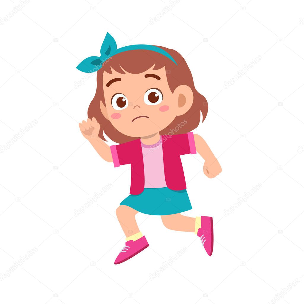 Cute kid teen girl show facial expression