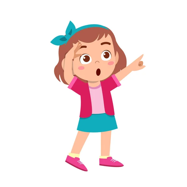 Cute kid teen girl show facial expression — Stock Vector