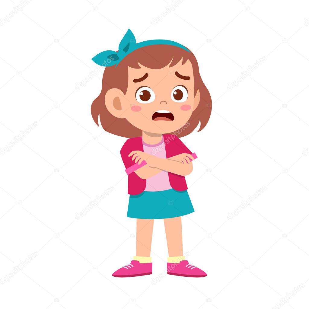 Cute kid teen girl show facial expression