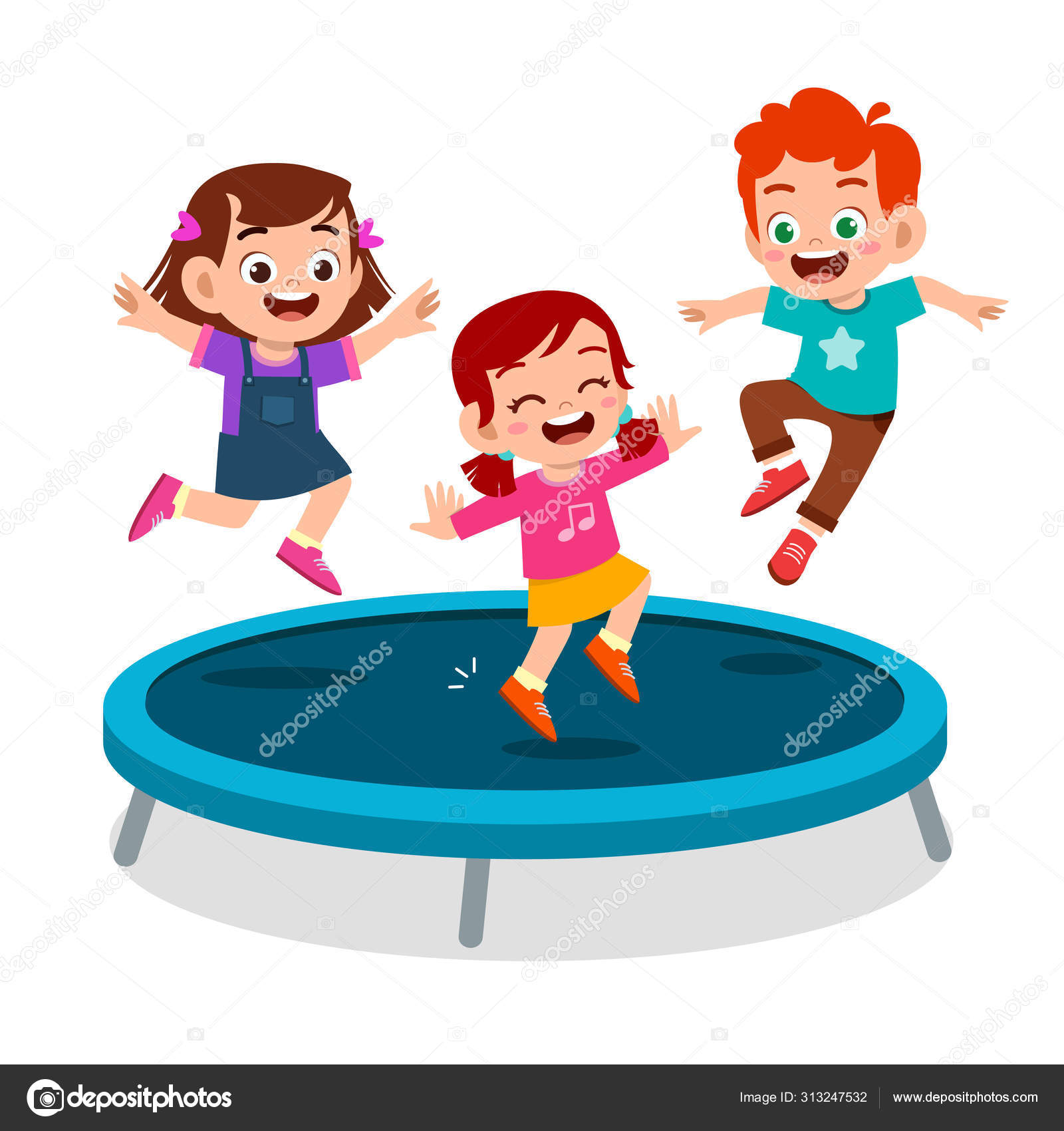 Feliz lindo niño sonrisa salto en trampolín vector, gráfico vectorial