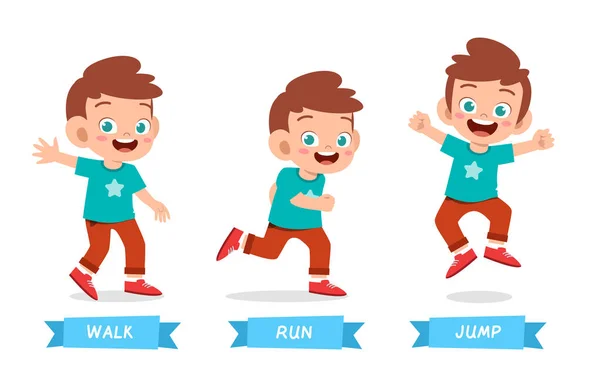 Garoto feliz do wak run jump — Vetor de Stock