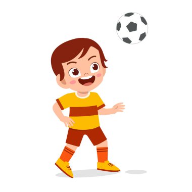Yakışıklı çocuk forvet olarak futbol oynuyor.
