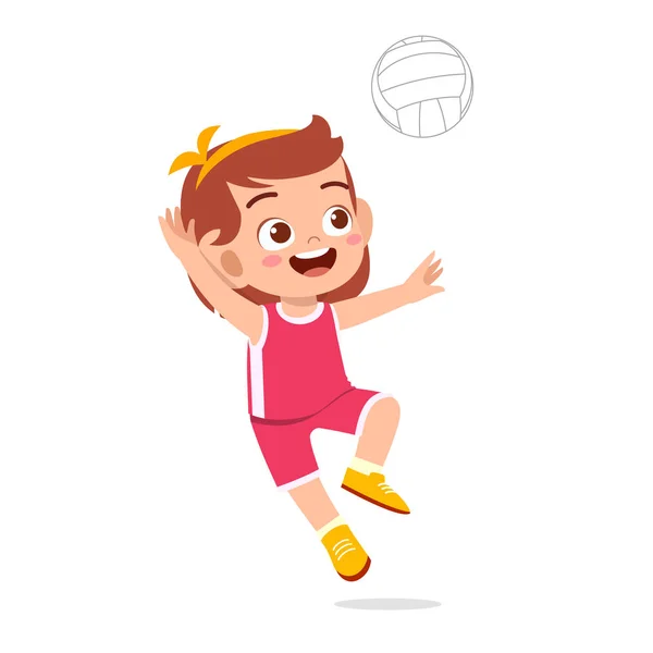 Feliz lindo niño niña jugar tren voleibol — Archivo Imágenes Vectoriales