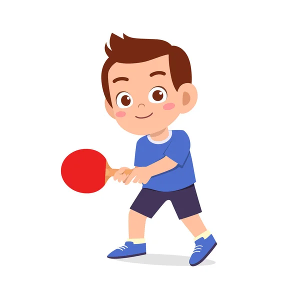 Felice bambino carino ragazzo giocare treno pingpong — Vettoriale Stock