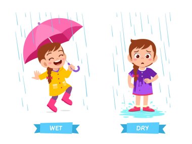 Çocuk için karşıt kelimenin sevimli bir örneği