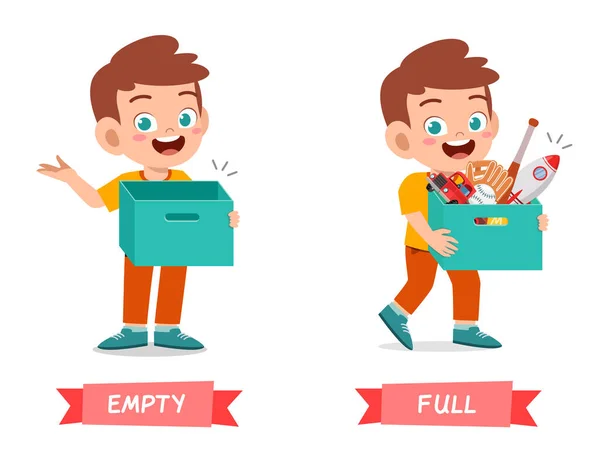 Cute Example Word Antonym Kid — Stock Vector