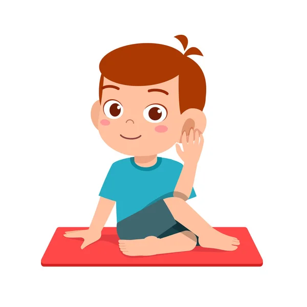 Feliz Lindo Niño Niño Chica Hacer Yoga Pose — Archivo Imágenes Vectoriales