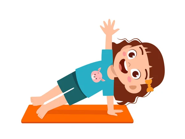 Feliz Lindo Niño Niño Chica Hacer Yoga Pose — Archivo Imágenes Vectoriales