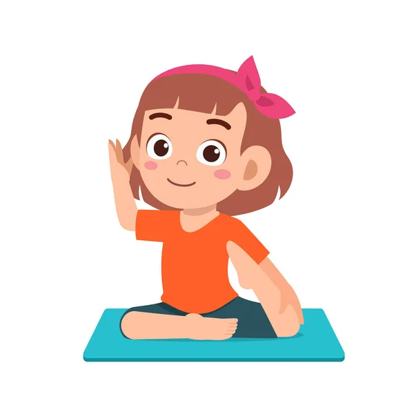 Feliz Lindo Niño Niño Chica Hacer Yoga Pose — Archivo Imágenes Vectoriales