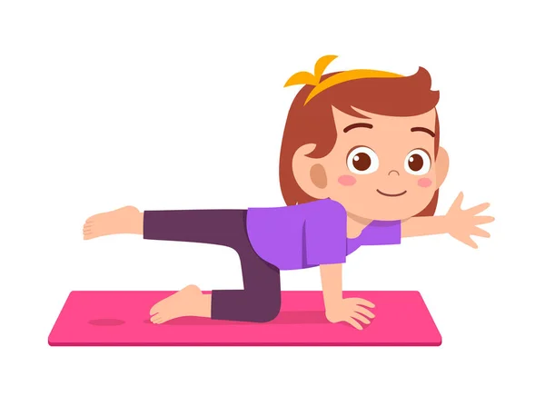 Feliz Lindo Niño Niño Chica Hacer Yoga Pose — Archivo Imágenes Vectoriales