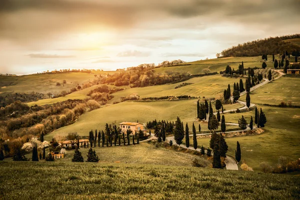 Nastrój Jesień Zdjęcie Krajobrazu Toskanii Puste Tło Przestrzeni Dla Ciebie — Zdjęcie stockowe