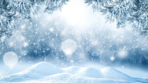 Sneeuwwitte Winter Achtergrond Overdag Wazig Ijskoud Uitzicht — Stockfoto