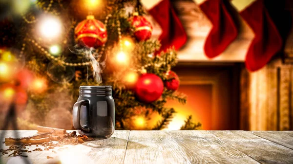 Christmas Decorations Table Top Cosy Warm Home Interior — ストック写真