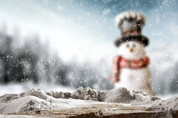 Sněhobílý Třpyt Lesklá Zimní Krajina Padajícími Sněhovými Vločkami Vánočními Ozdobami — Stock fotografie