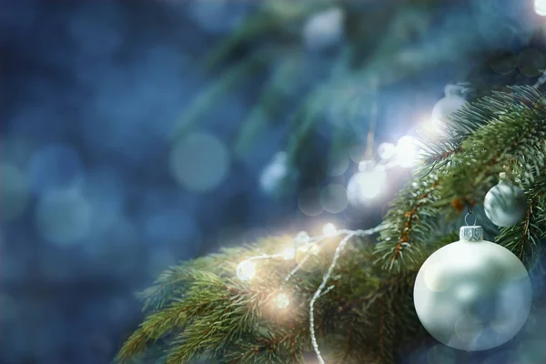 Decorações Natal Cores Brilhantes Brilhantes Com Luzes Natal Com Fundo — Fotografia de Stock
