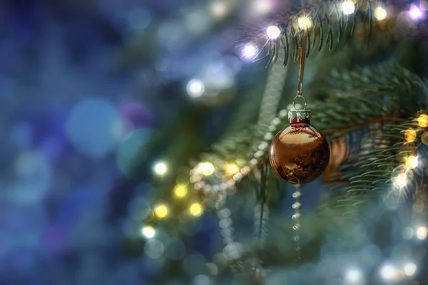 Decorazioni Natalizie Colori Brillanti Con Luci Natale Con Sfondo Sfocato — Foto Stock
