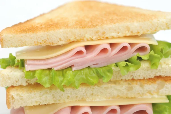 Sandwich Ham Cheese White Bread Sandwich Occupies Space Frame Close Stock Picture